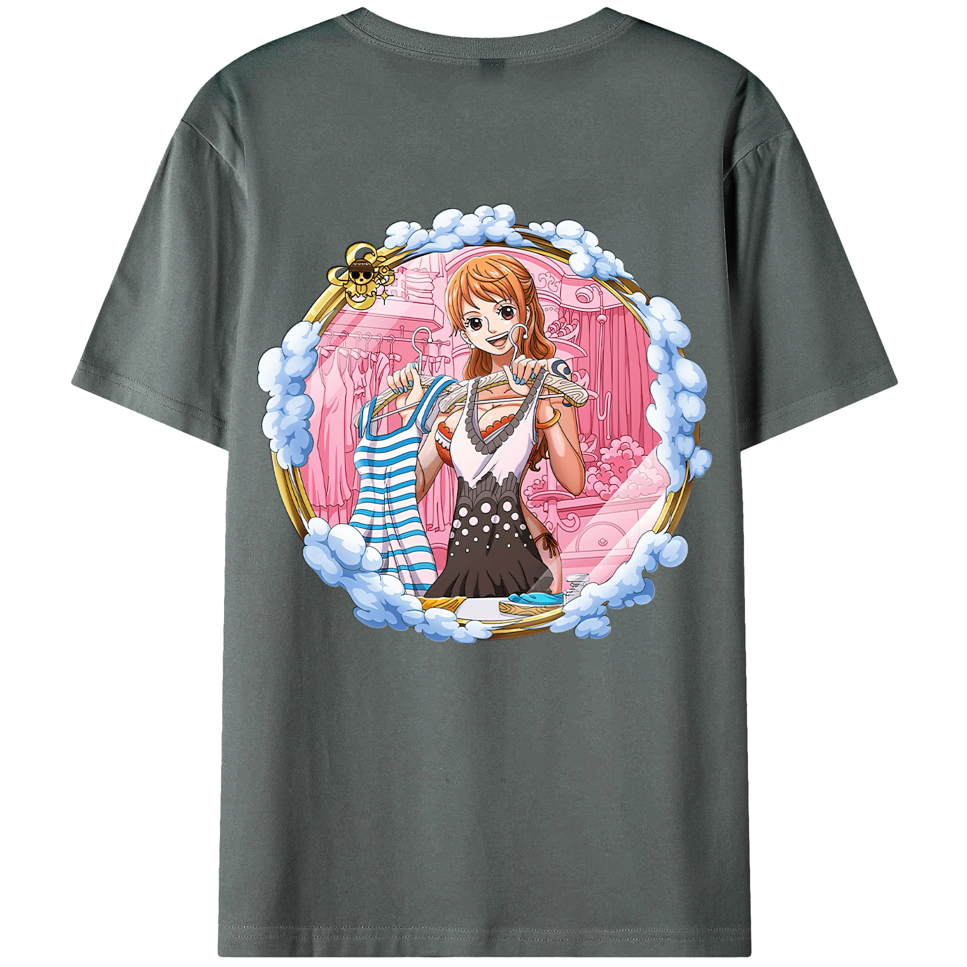 （画像用） ワンピース ナミ ONE PIECE Nami 綿100％ メンズ半袖Tシャツ（バックプリント） 通気性
